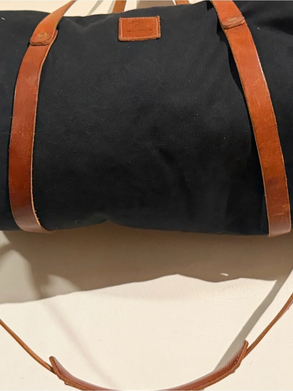 Bradley Mountain Black Canvas Duffel Brown Leather Trim - Weekend Travel Bag